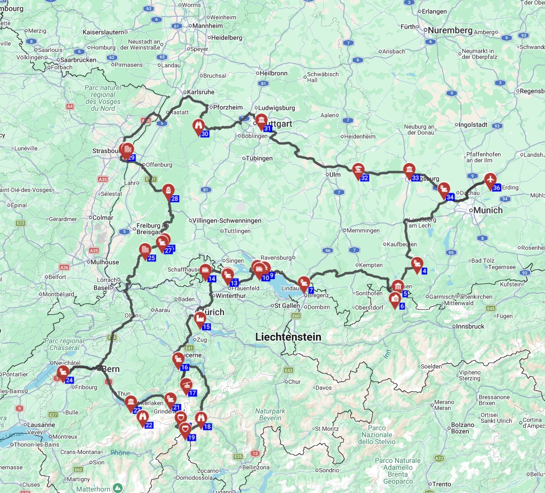 11 day motorhome itinerary munich roundtrip alps black forest